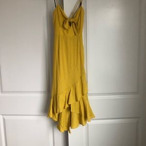NWT - Forever21 Mustard Bow Linen Dress